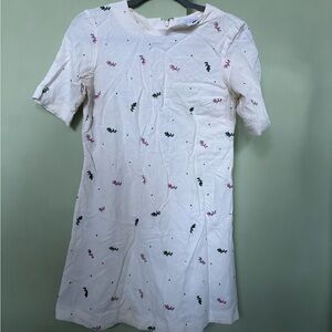 &Other Stories White Floral Embroidered Short Sleeve Dress